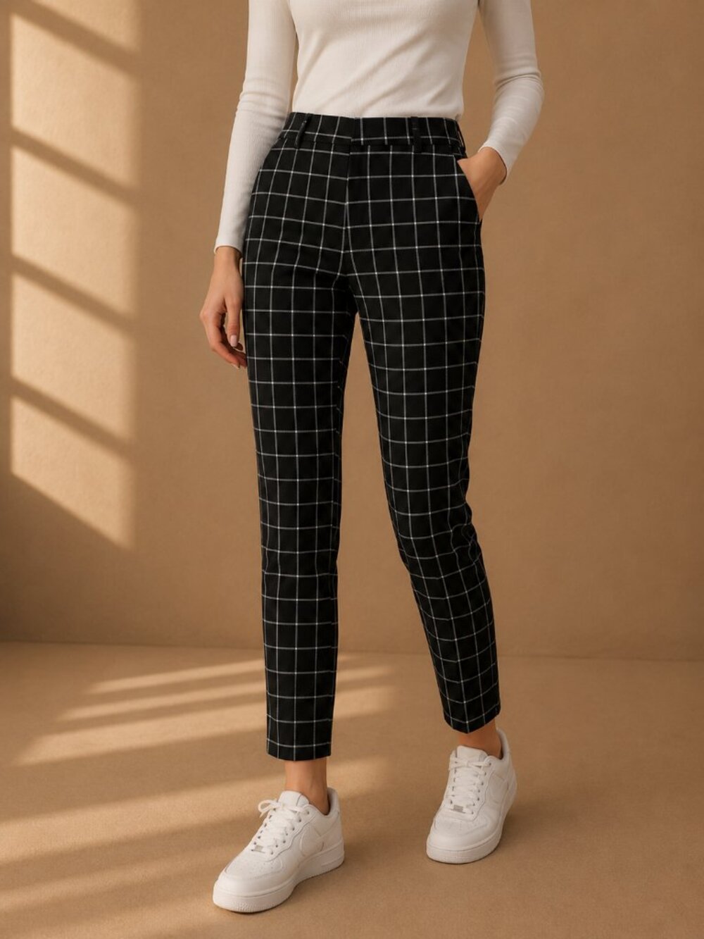 💜 2 for $25 💜 Ann Taylor Signature Windowpane Pants Black White (Women’s 0)